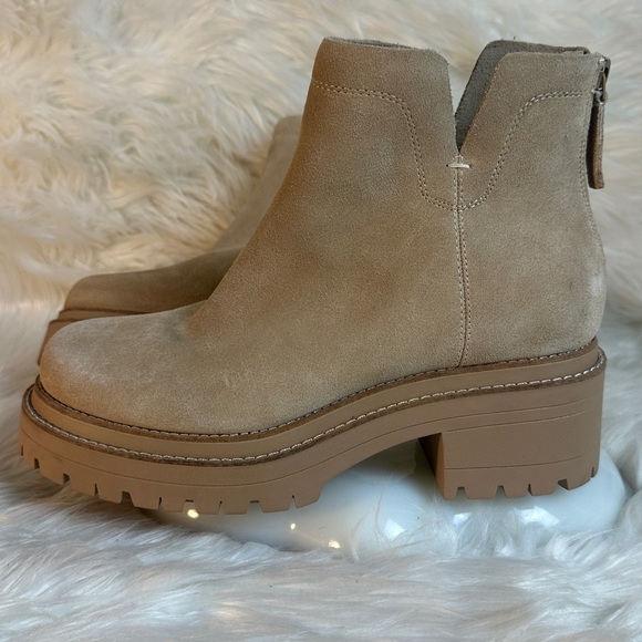 Gianni Bini Griffyn Oat Natural Suede Lug Sole Ankle Boots - Picture 5 of 11